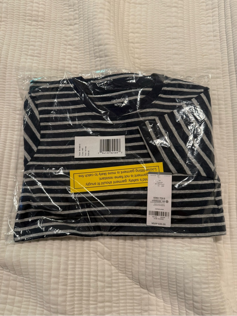 Carter's Navy & Light Gray Striped Boy’s Pajamas